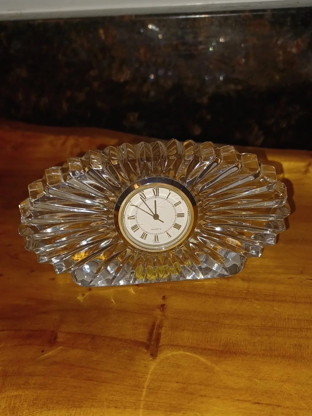 Crystal Sunburst Mantel Clock with Gold Accent